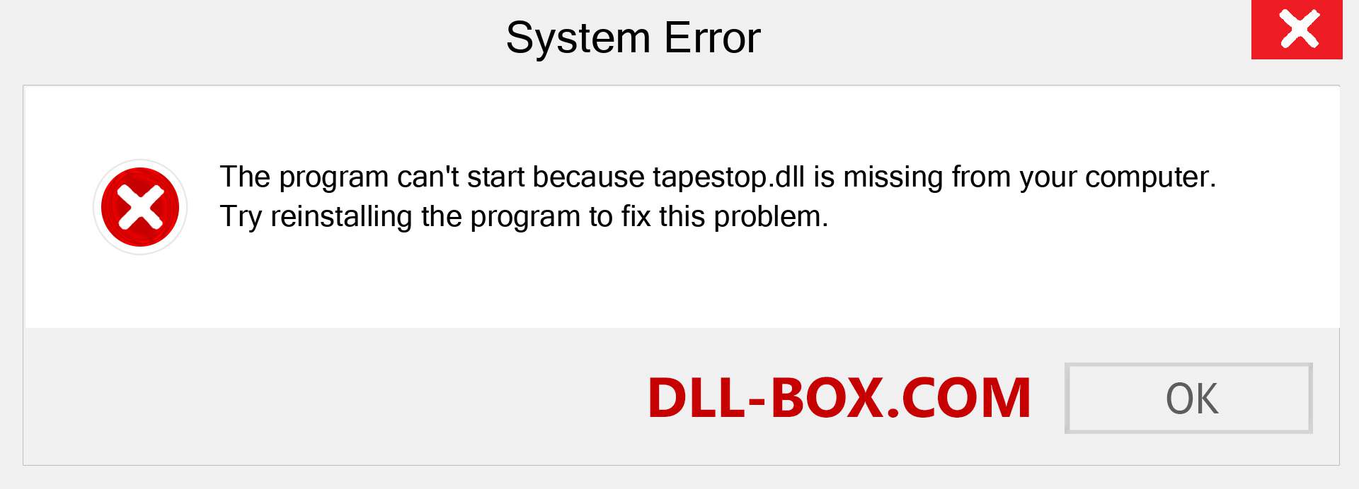  tapestop.dll file is missing?. Download for Windows 7, 8, 10 - Fix  tapestop dll Missing Error on Windows, photos, images